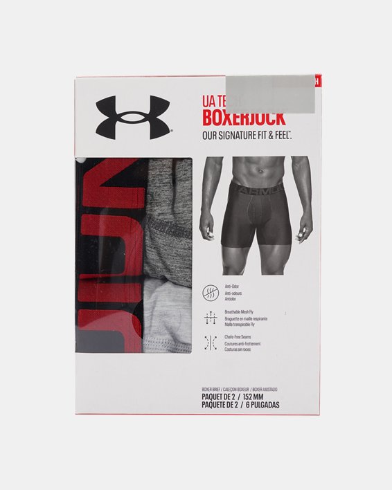 男士UA Tech™ Boxerjock® 6英寸內褲–兩條裝 in Gray image number 5